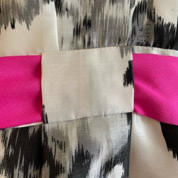 EUC -Jessica Howard Women's Floral Black & White/Pink Bow Belted Dress-Size 12 - Picture 10 of 11